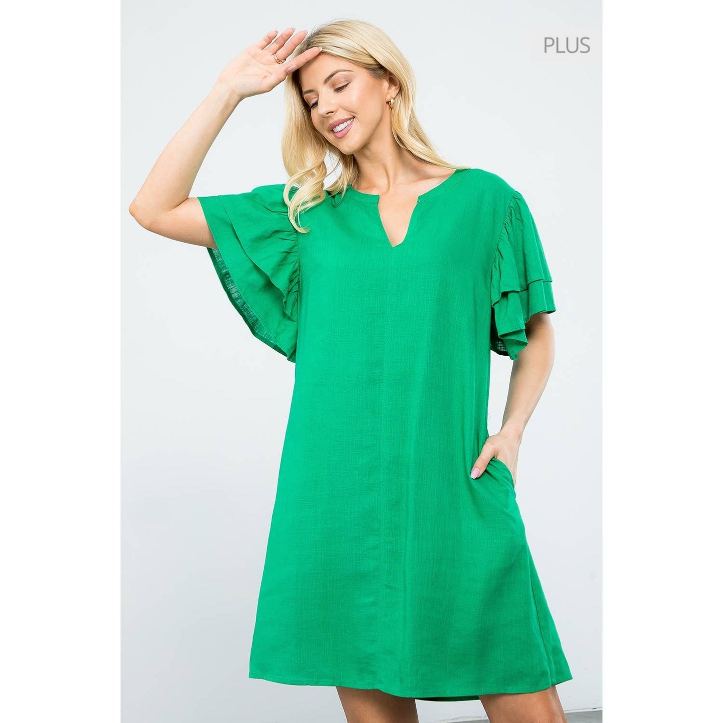/Size XL/ Flutter Sleeve V-Neck Dress