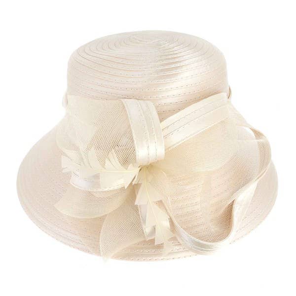 DOWN BRIM FLORAL DRESSY BRAID HAT