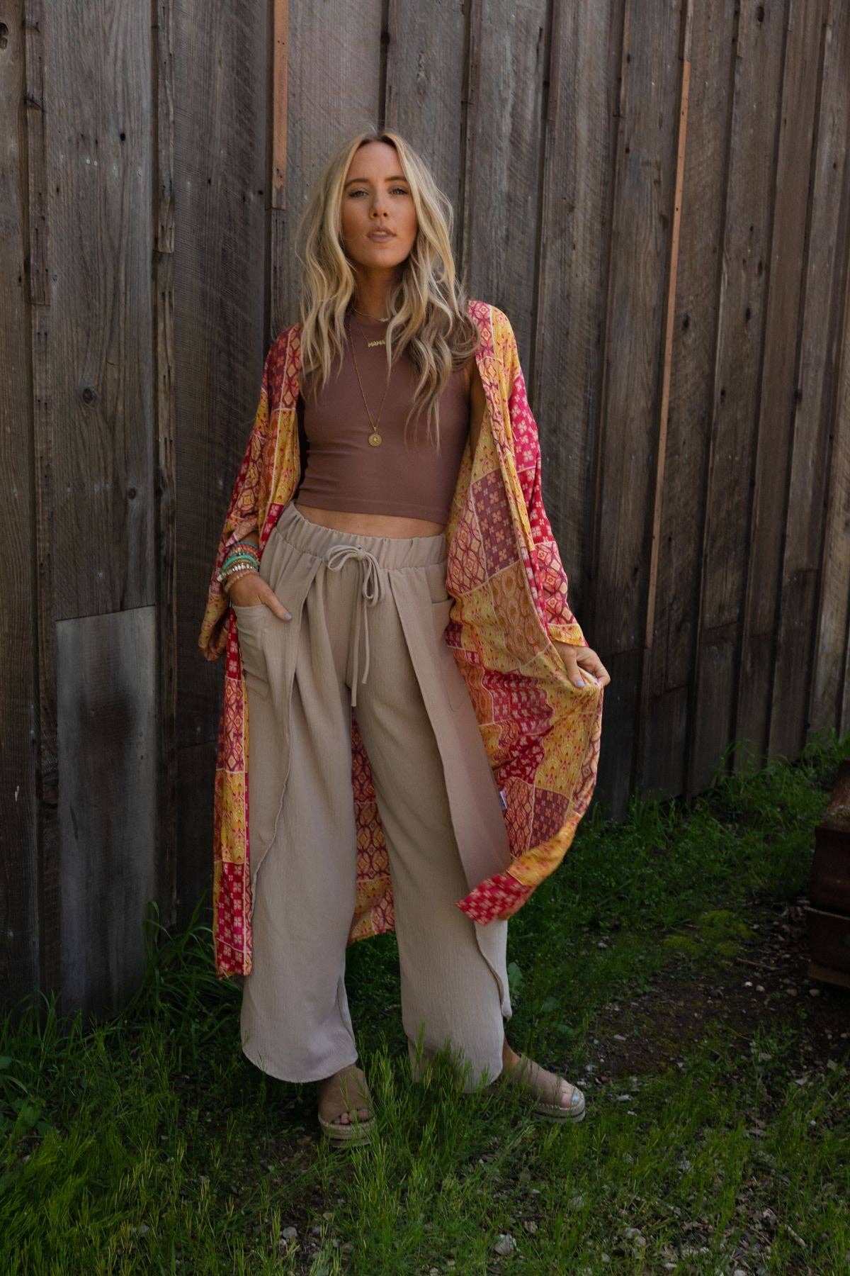 Stasia Solid Drawstring Tulip Pants - Spring Khaki