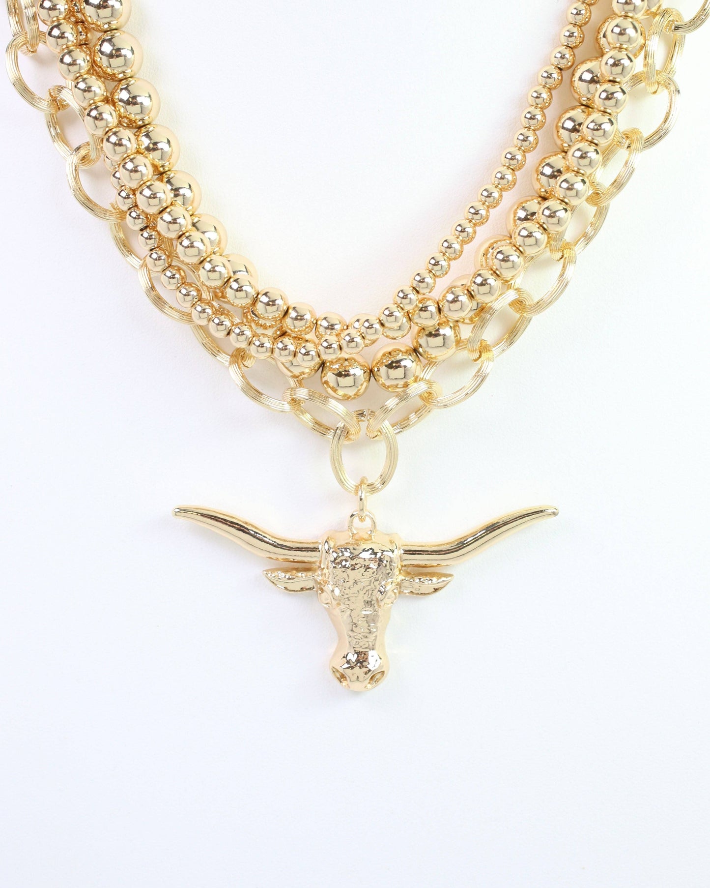 Bree Beaded Layered Necklace Bull Gold