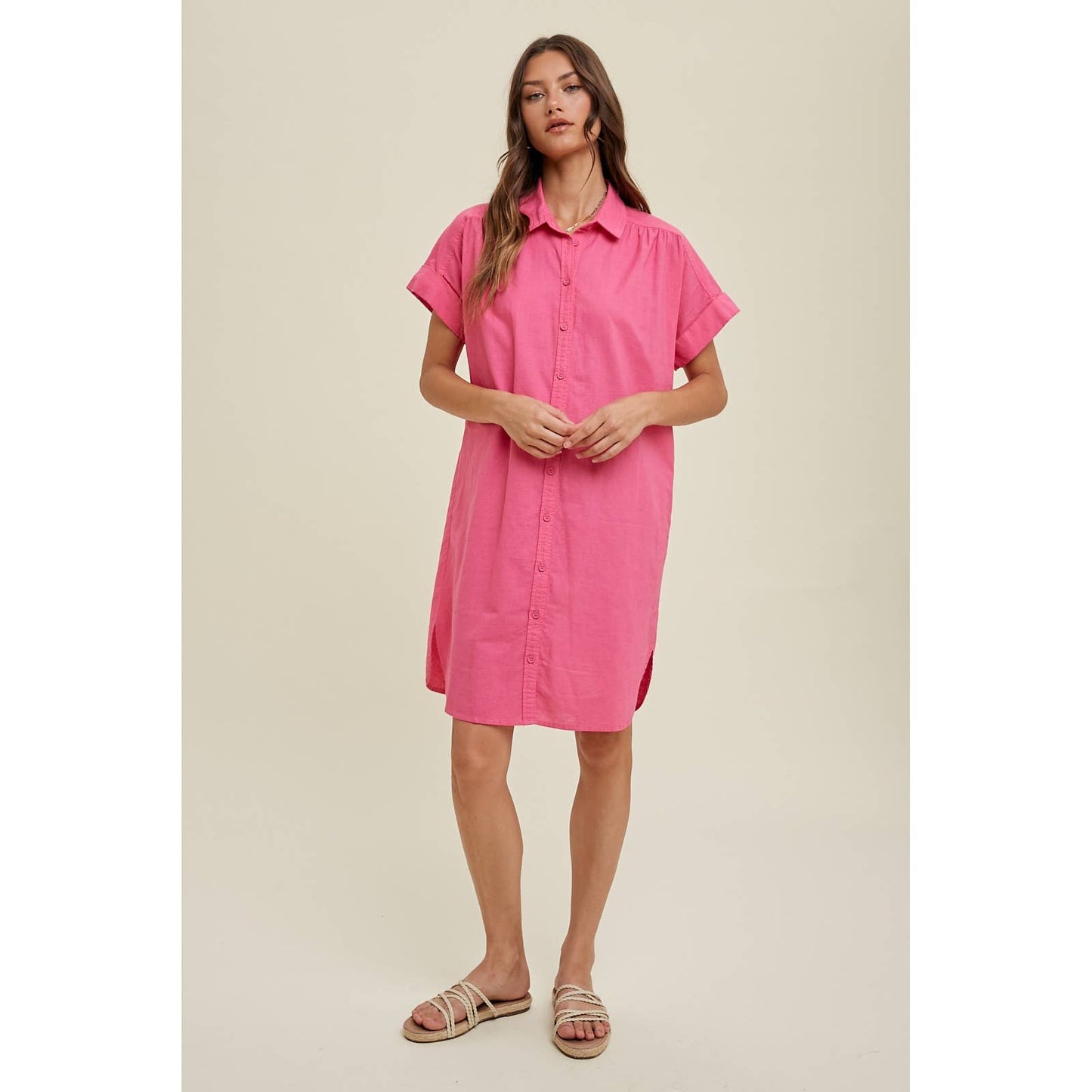 SHIRT DRESS WITH CUFF DETAIL / WL24-8583