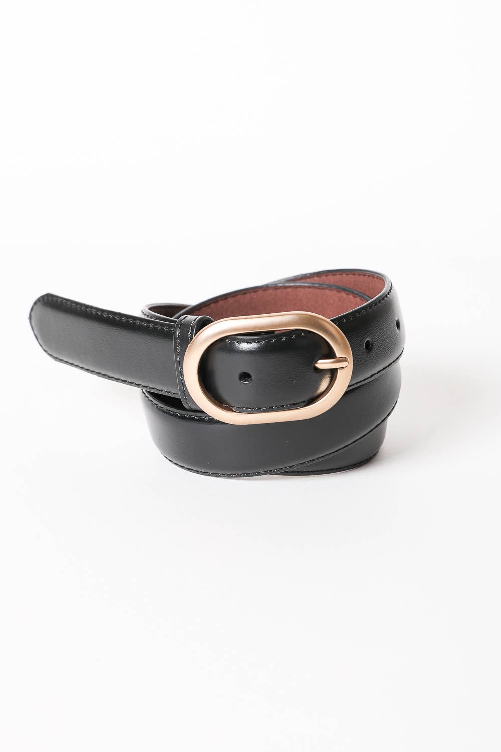 Matte Rosegold Oval Buckle Hip Belt