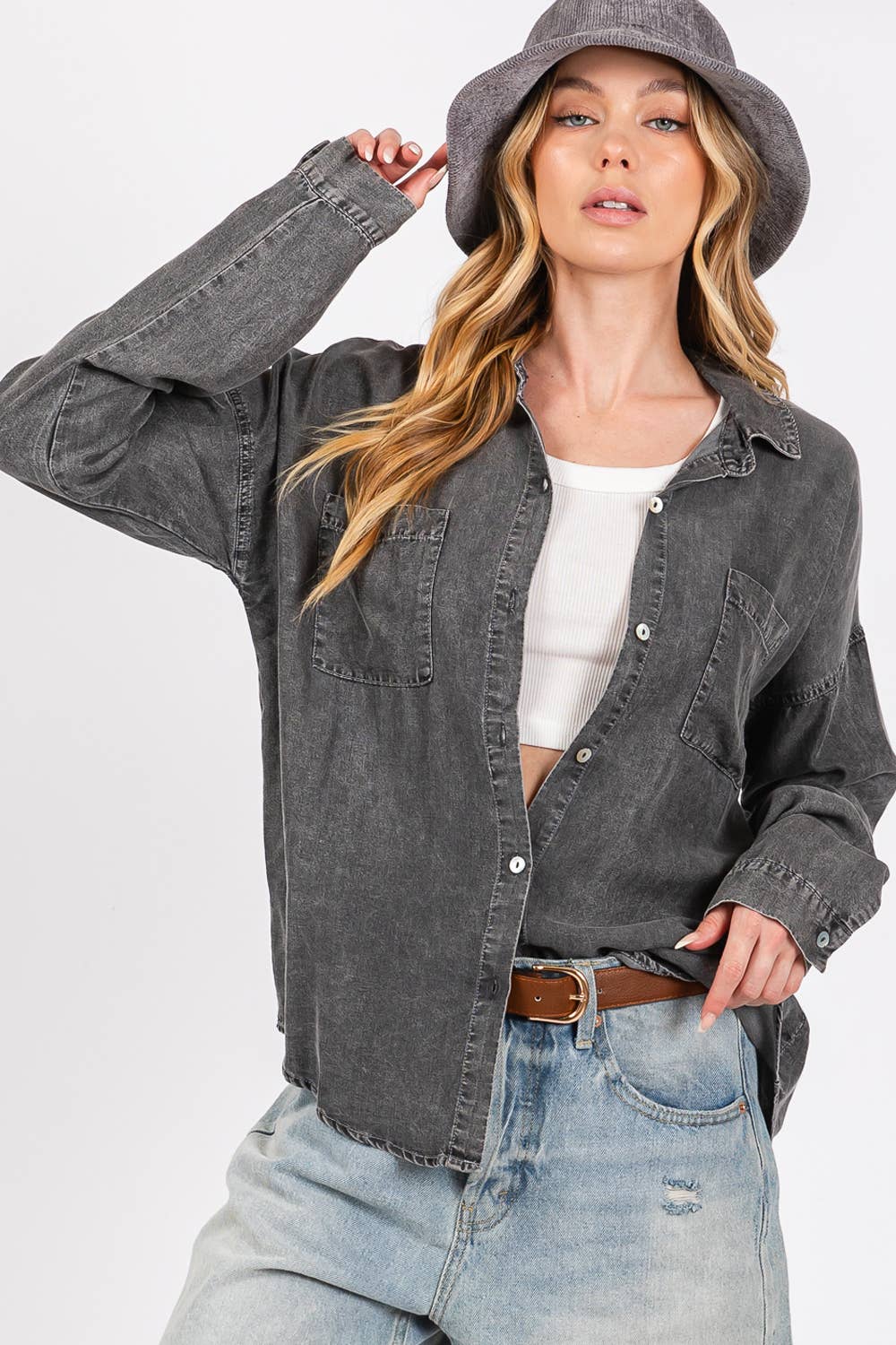 TENCEL DENIM BUTTON DOWN
