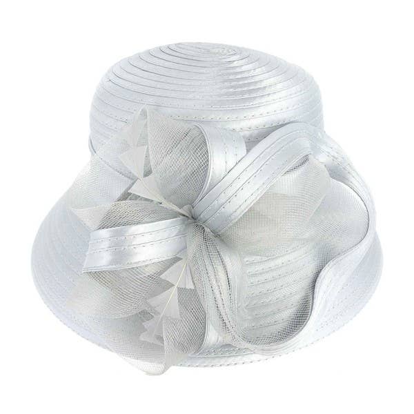 DOWN BRIM FLORAL DRESSY BRAID HAT