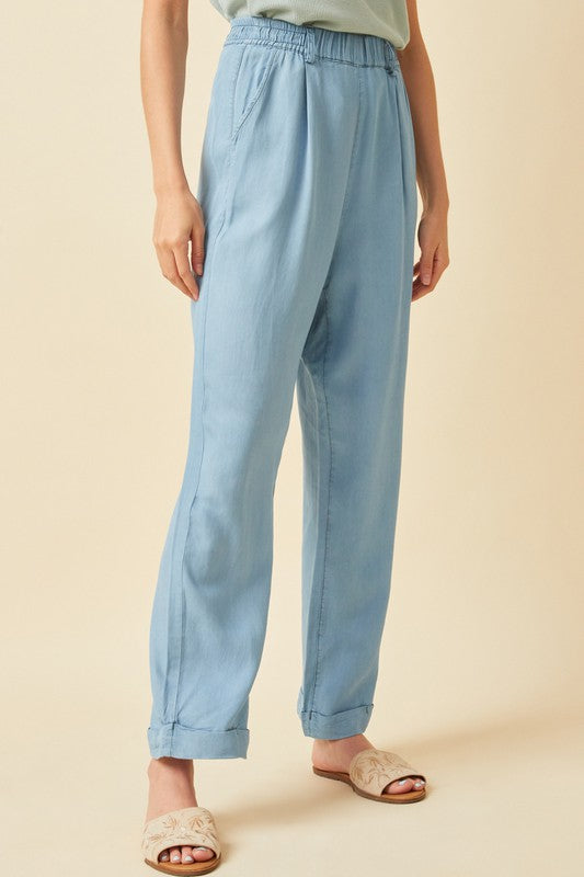 Washed Tencel Wideleg Pants