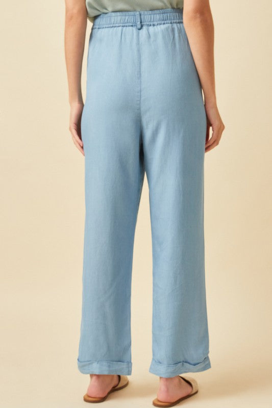 Washed Tencel Wideleg Pants