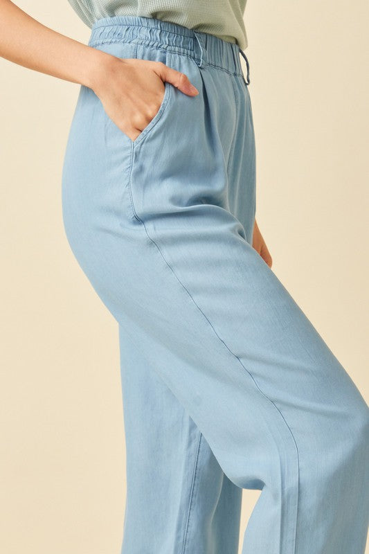 Washed Tencel Wideleg Pants