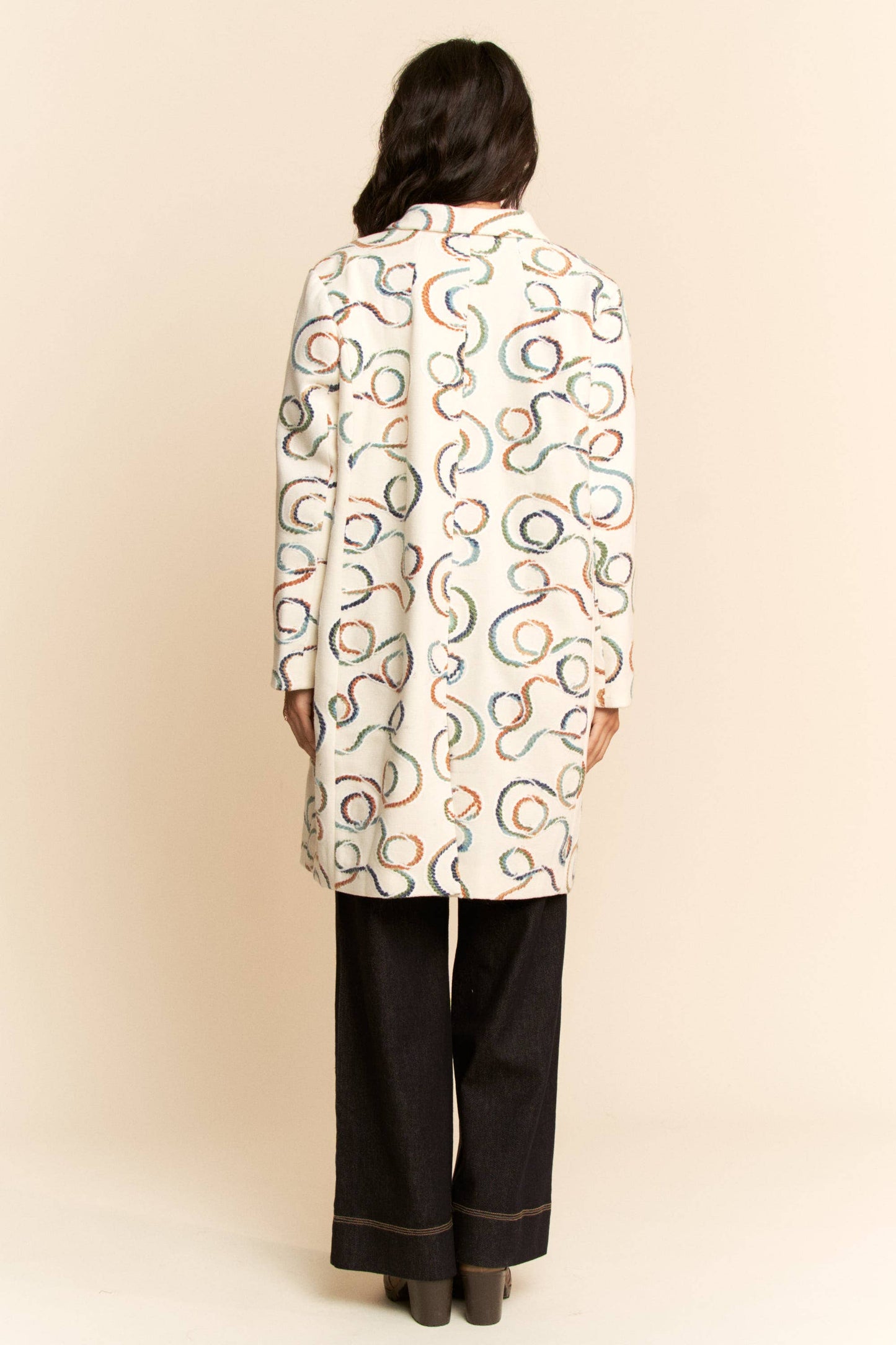 CHUNKY THREAD EMBROIDERED MIDI COAT