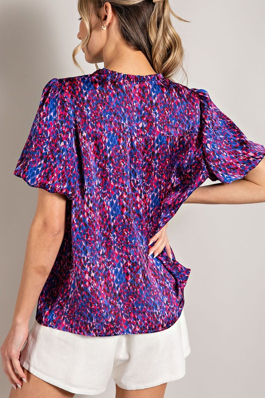 TIE FRONT SHORT SLEEVE BLOUSE