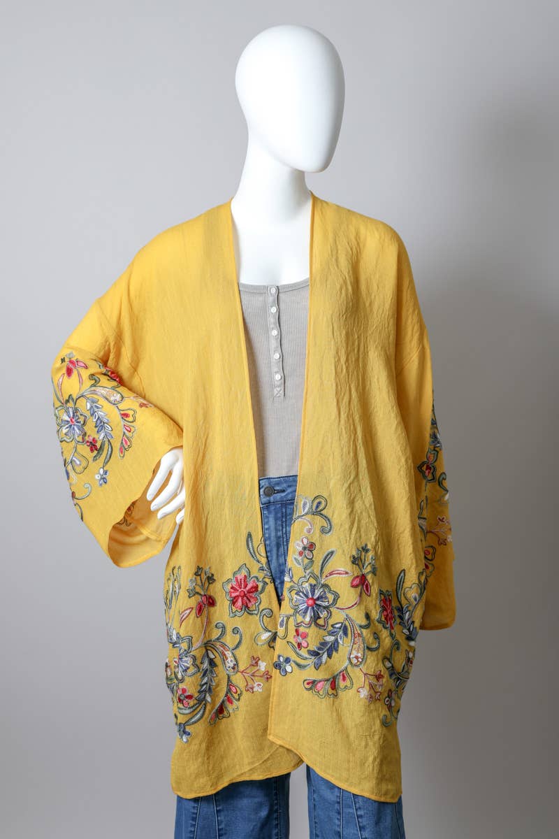 Long Floral Kimono Cardigan