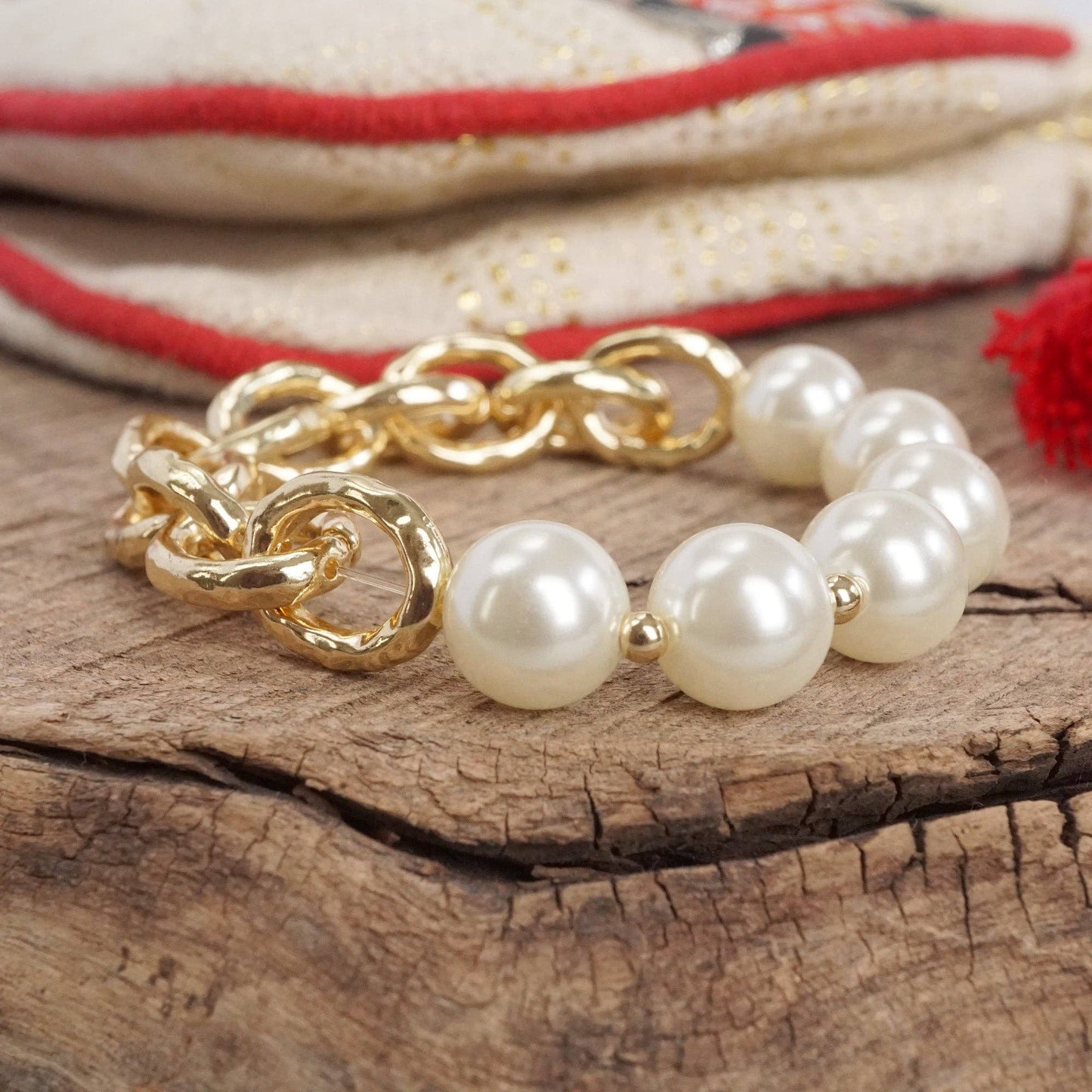 Chunky Chain and pearls beads bracelet