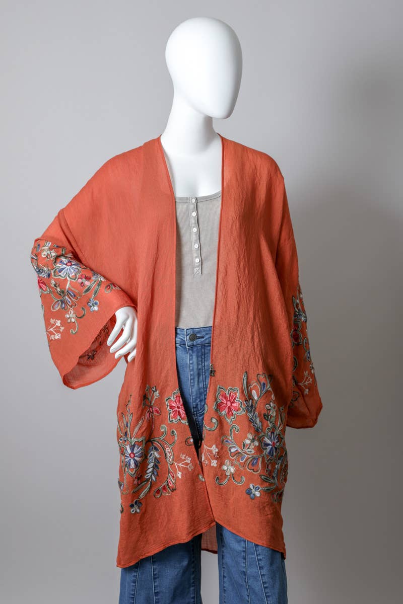 Long Floral Kimono Cardigan