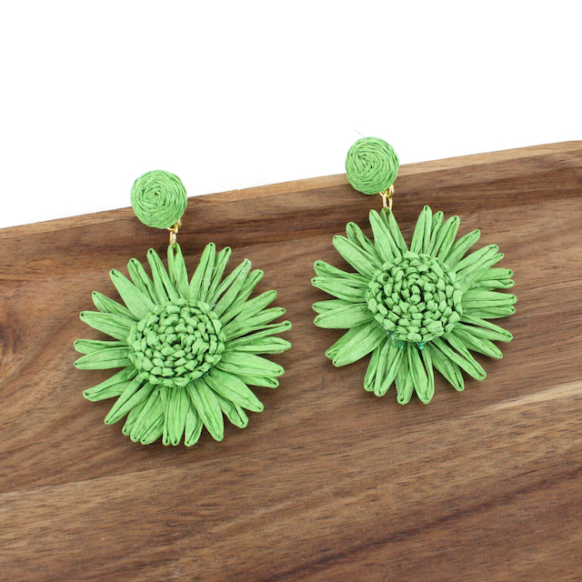Raffia Daisy Statement Earrings