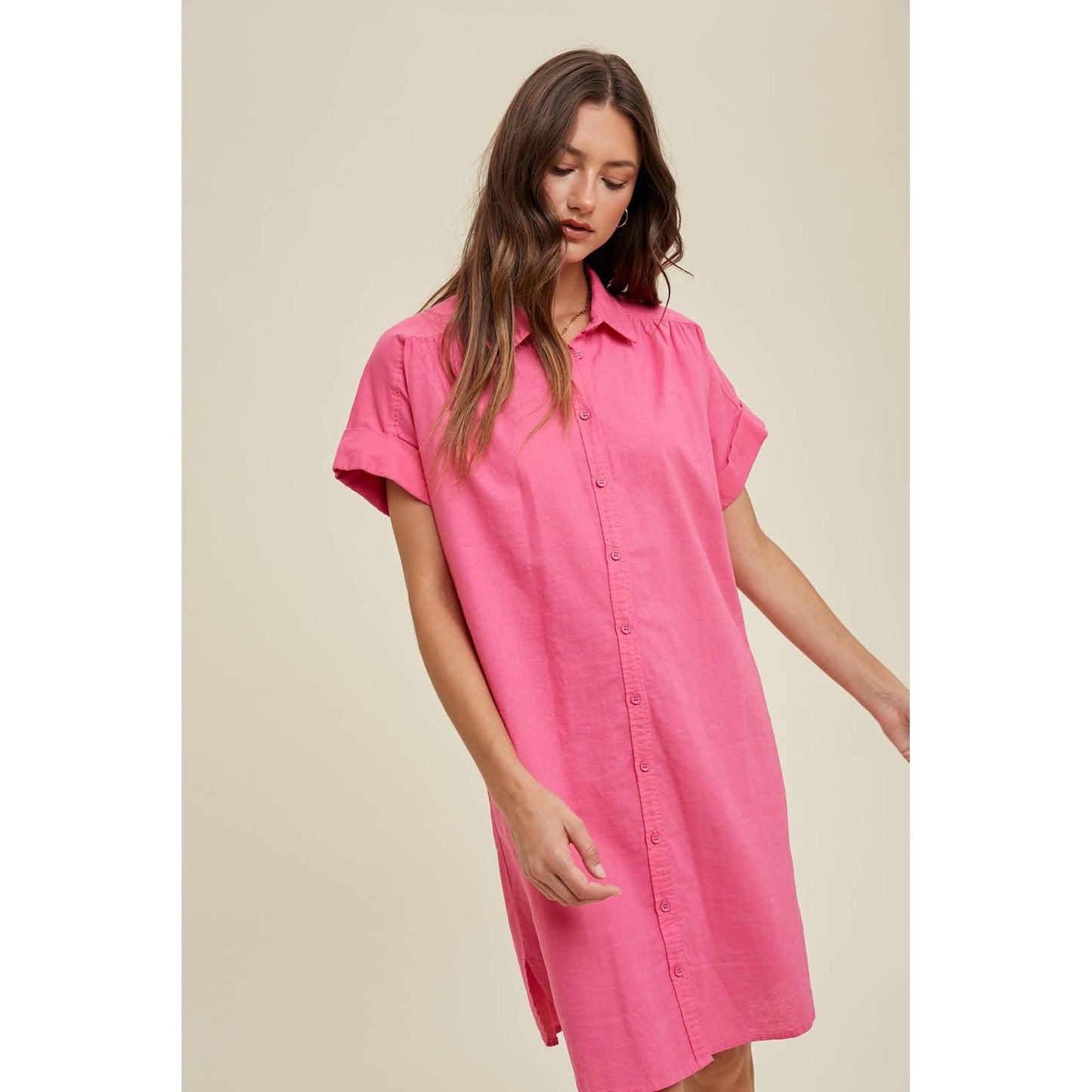 SHIRT DRESS WITH CUFF DETAIL / WL24-8583