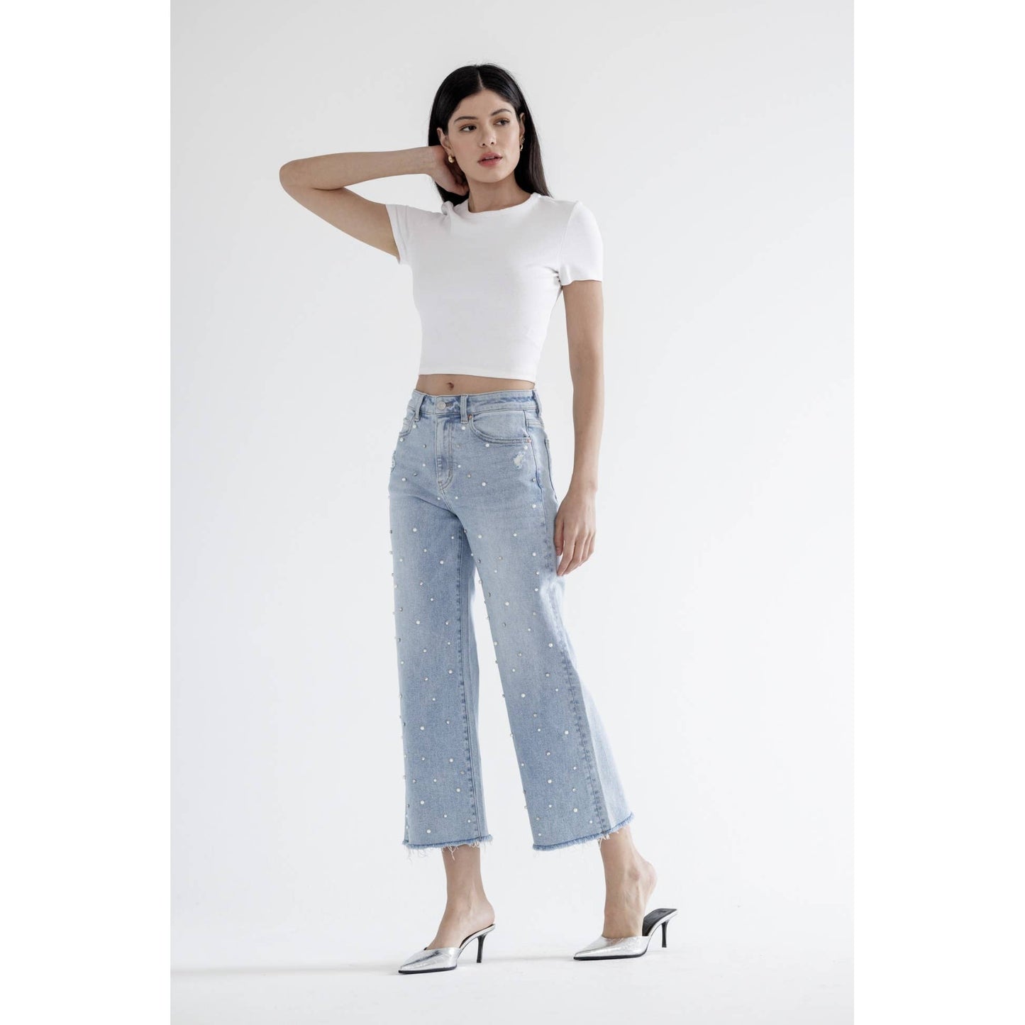 HIGH RISE WIDE LEG WITH EMBELLISHMENT