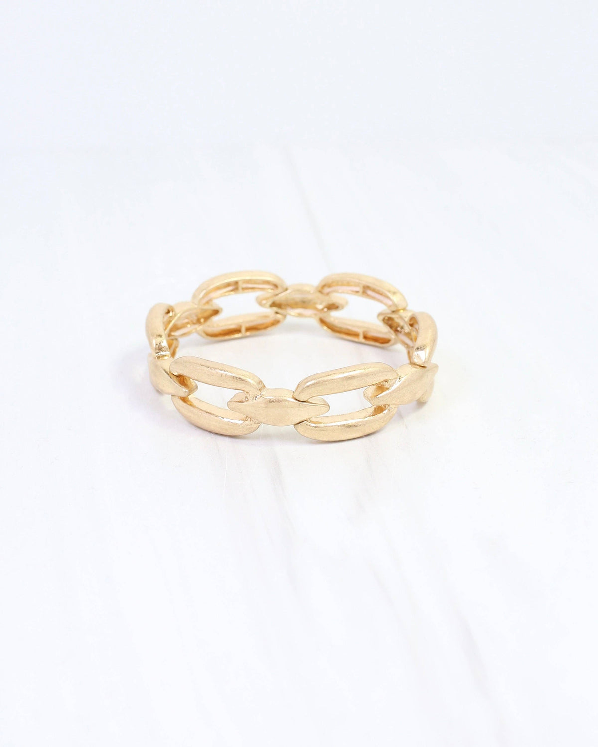 Lesley Link Stretch Bracelet Worn Gold