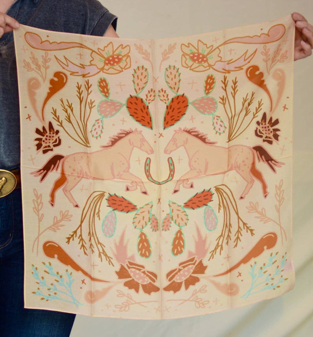 Wild Horse Prairies in Peach Cowgirl Wild Rag