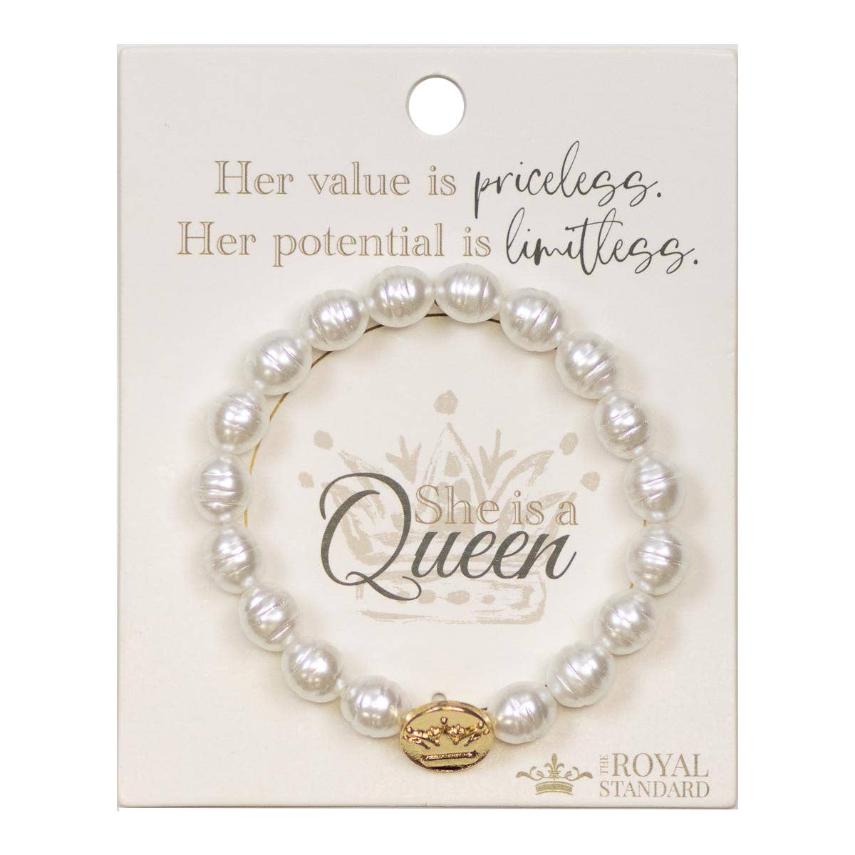 Queen Bracelet White/Gold 7"