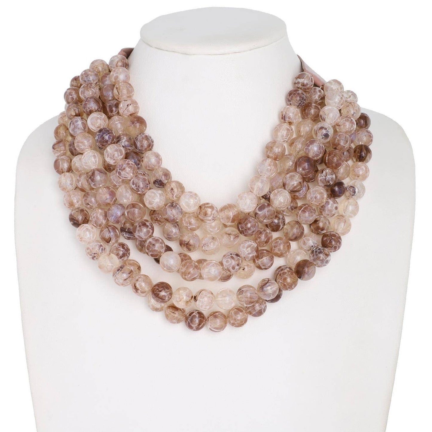CHUNKY BEADED LAYERED NECKLACE Faux leather neck magnetic