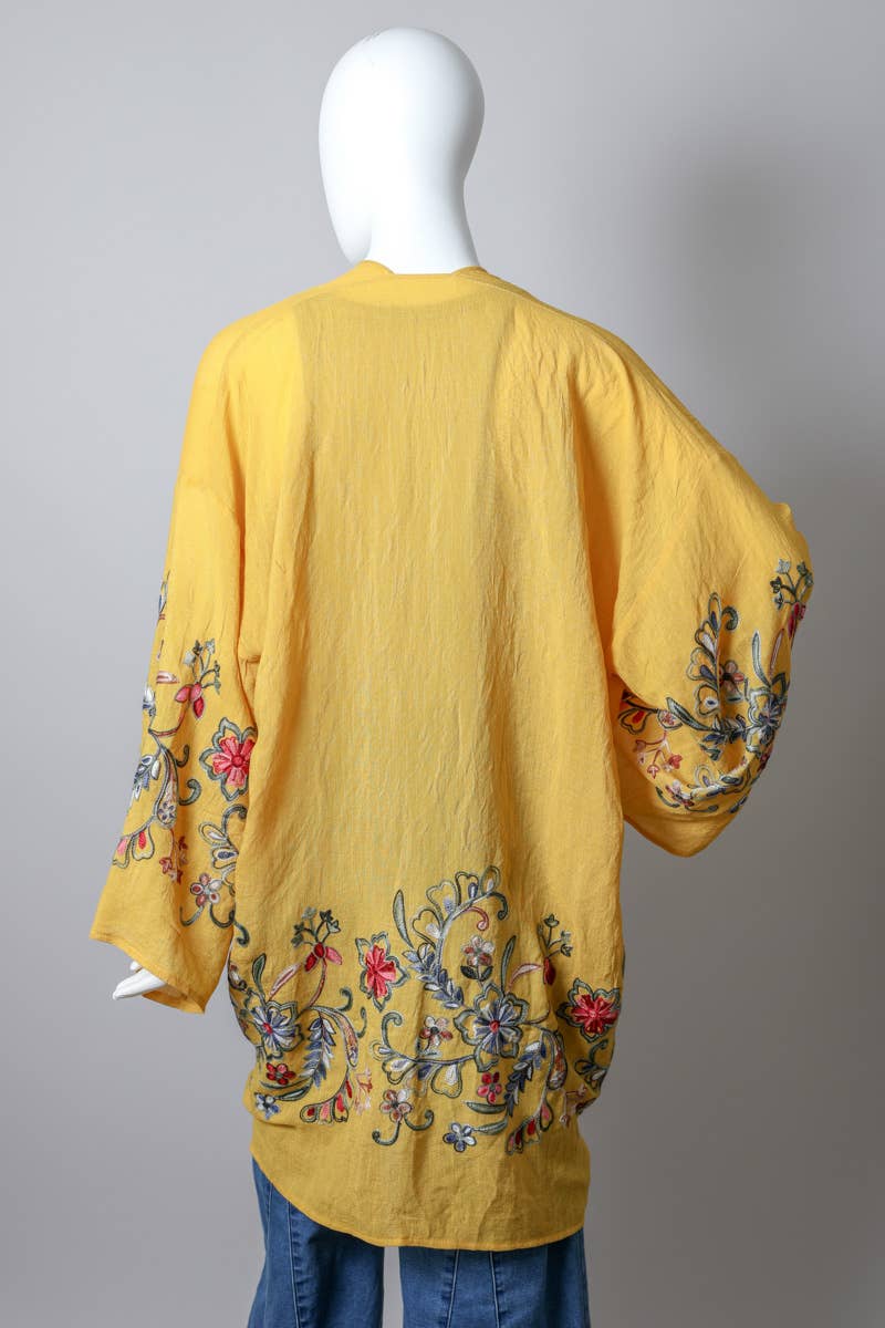 Long Floral Kimono Cardigan
