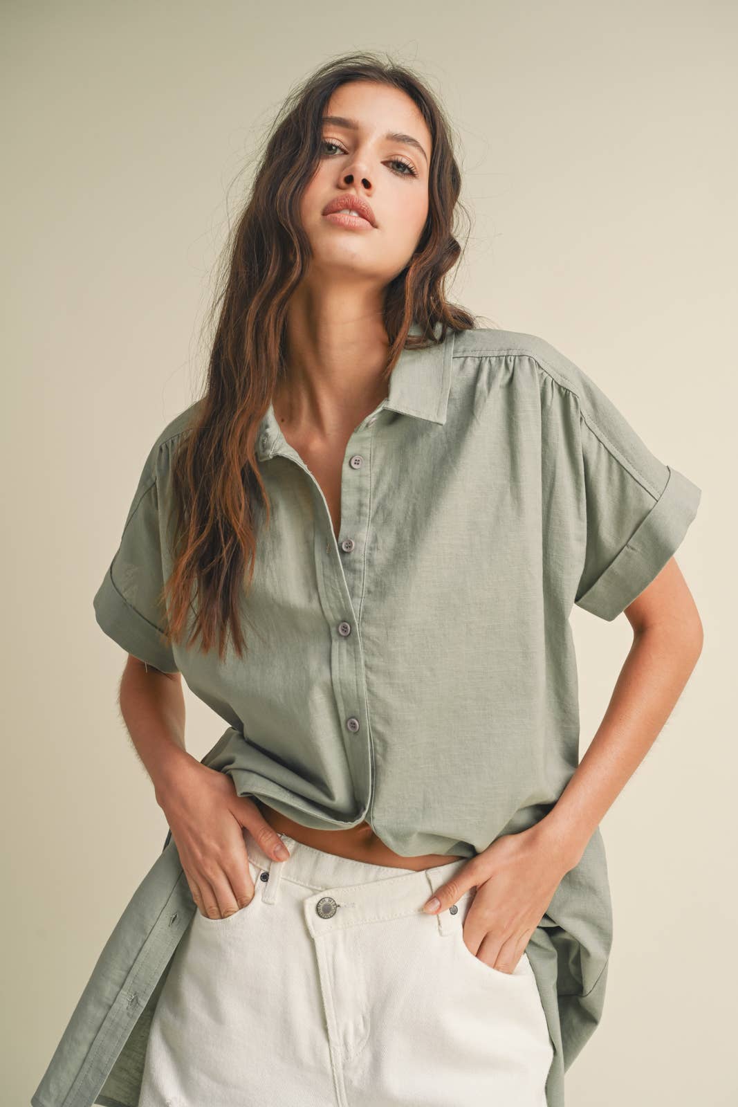 SHIRT DRESS WITH CUFF DETAIL / WL24-8583
