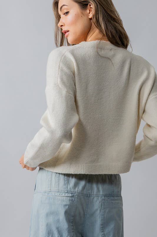 Horse Graphic Button Front Cropped Cardigan