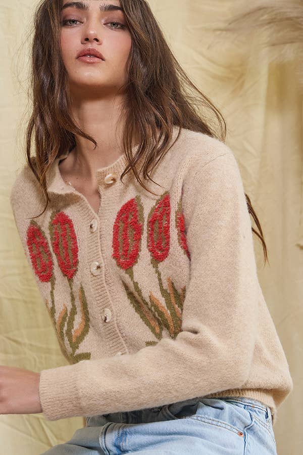 Floral Sweater Cardigan