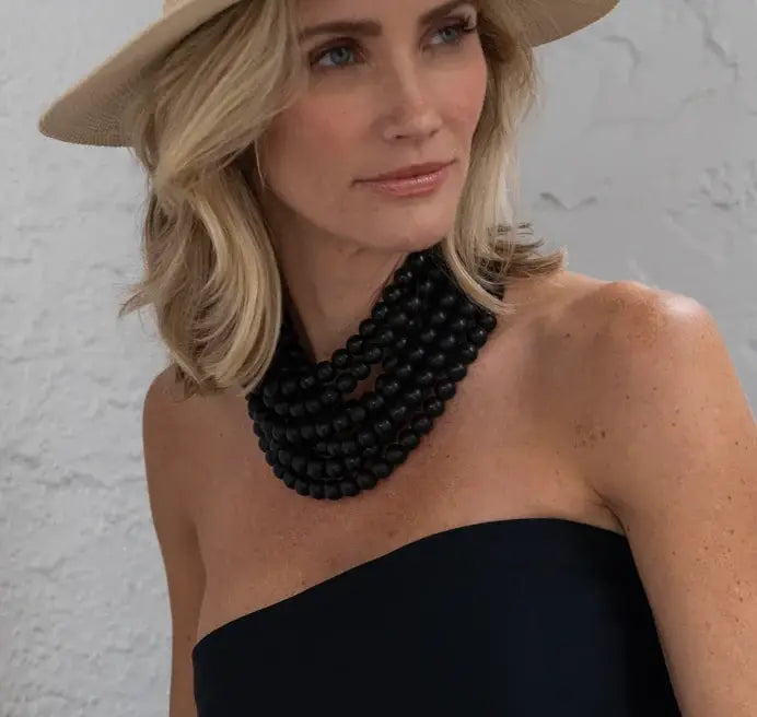 BOHEMIAN LEATHER SNAP BACK BEADED NECKLACE