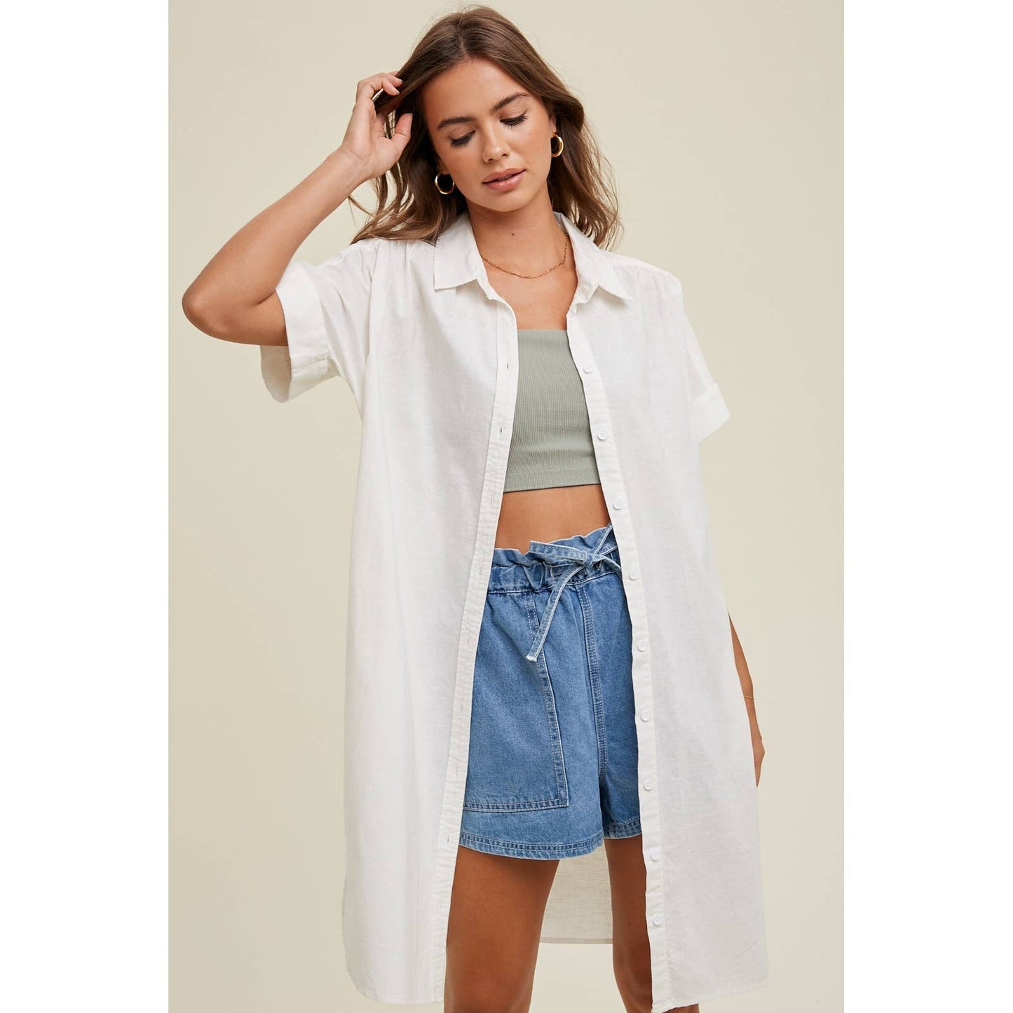SHIRT DRESS WITH CUFF DETAIL / WL24-8583