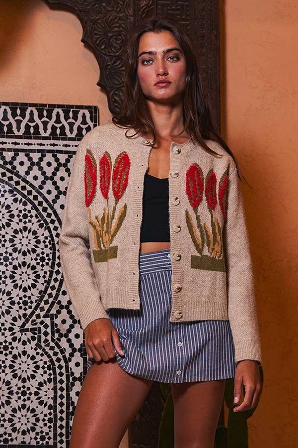 Floral Sweater Cardigan