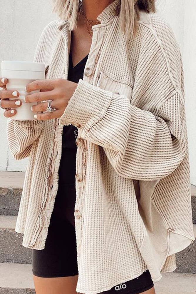 Waffle Button Up Jacket Coat
