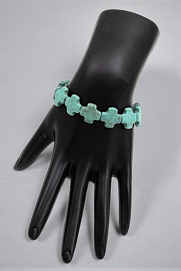 TQ GEMSTONE CROSS LINK STRETCH BRACELET