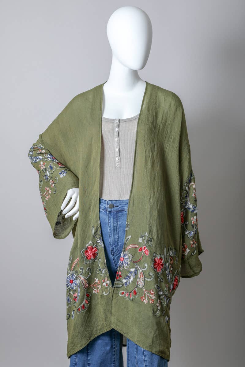 Long Floral Kimono Cardigan