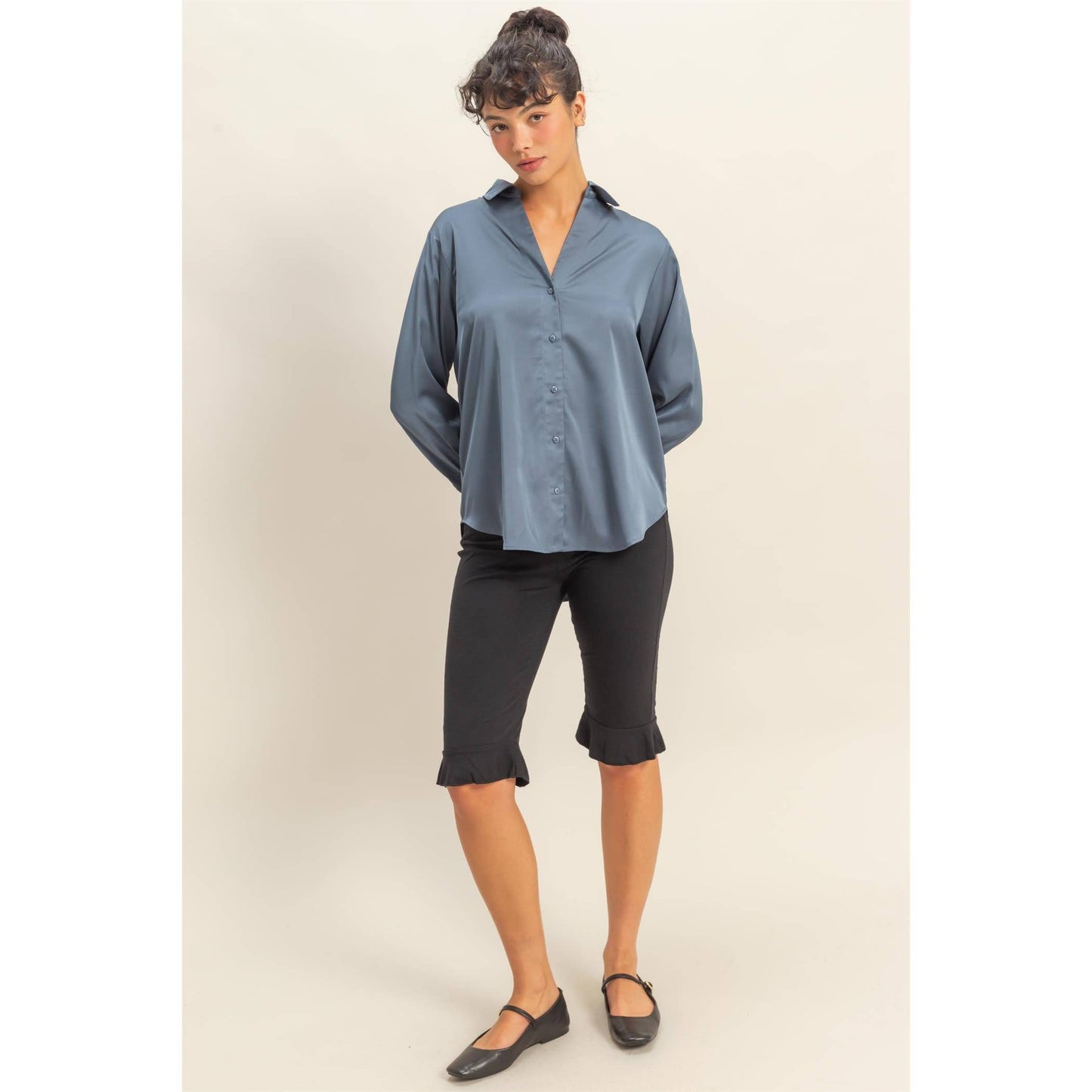 Button-Up Satin Shirt