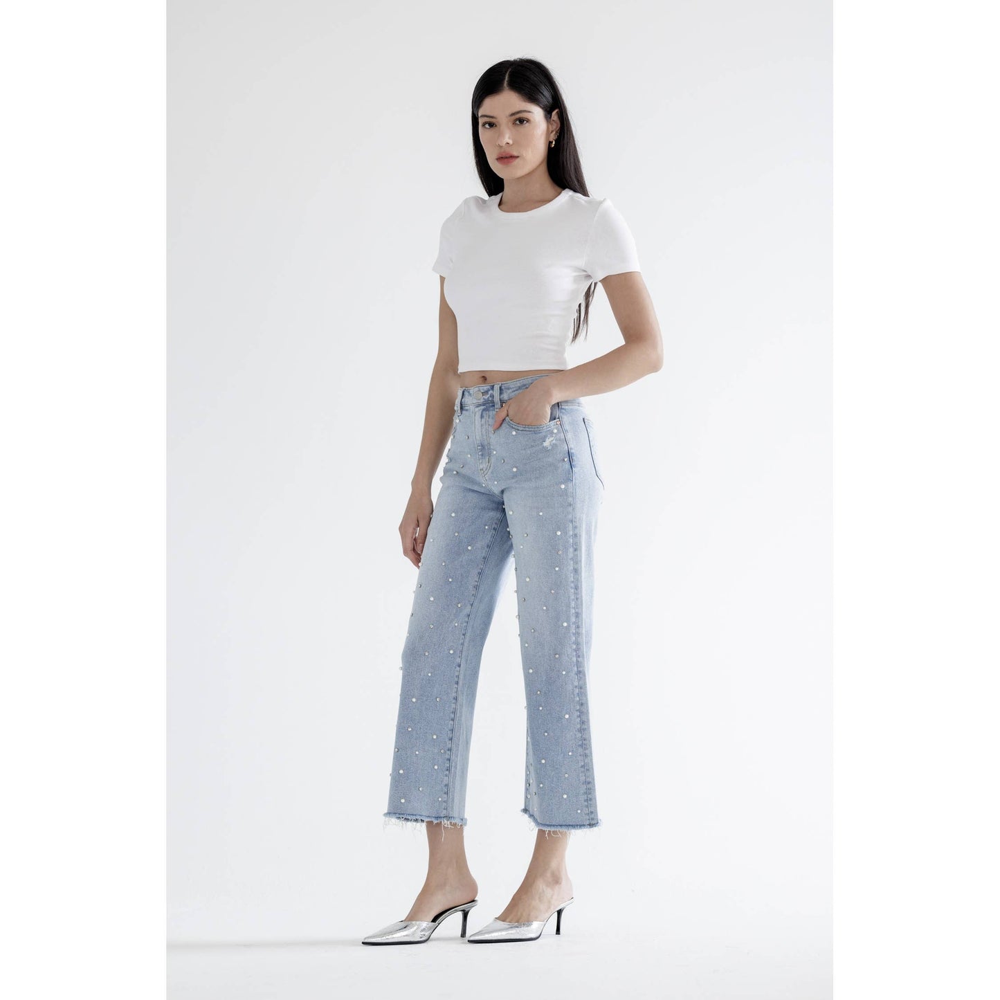 HIGH RISE WIDE LEG WITH EMBELLISHMENT