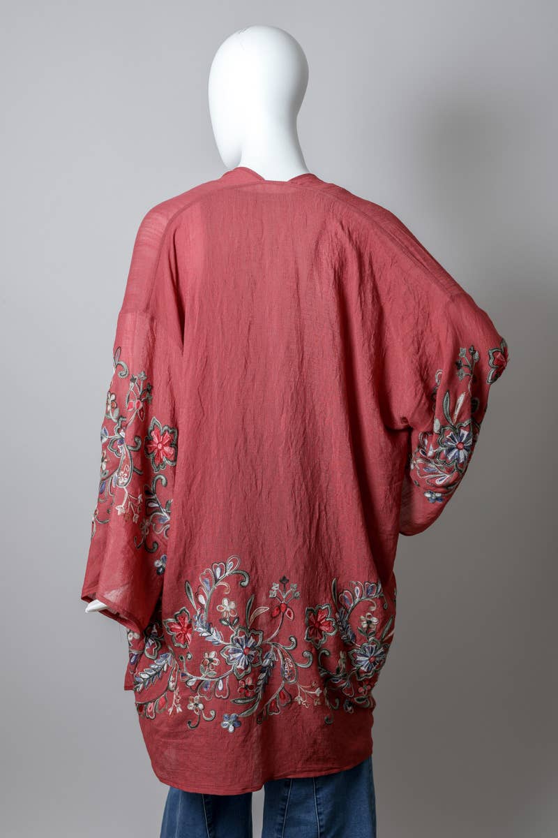 Long Floral Kimono Cardigan