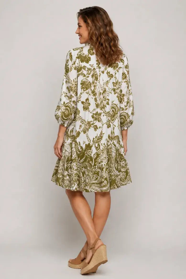 Challis Floral Ruffle Hem Dress