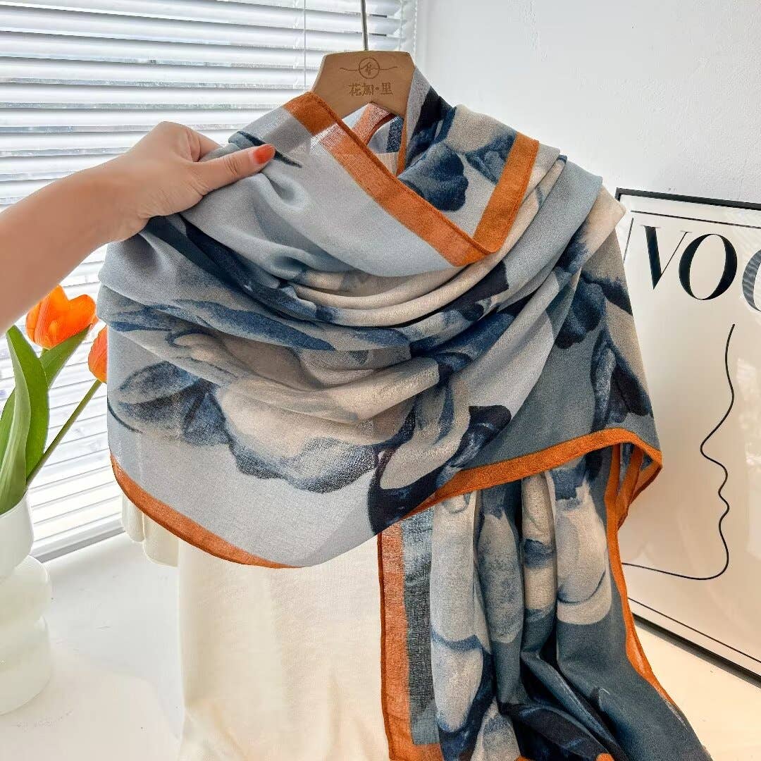 Blue / Orange Scarf – Rose Collection