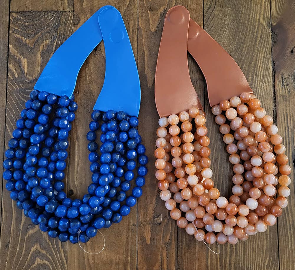 BOHEMIAN LEATHER SNAP BACK BEADED NECKLACE