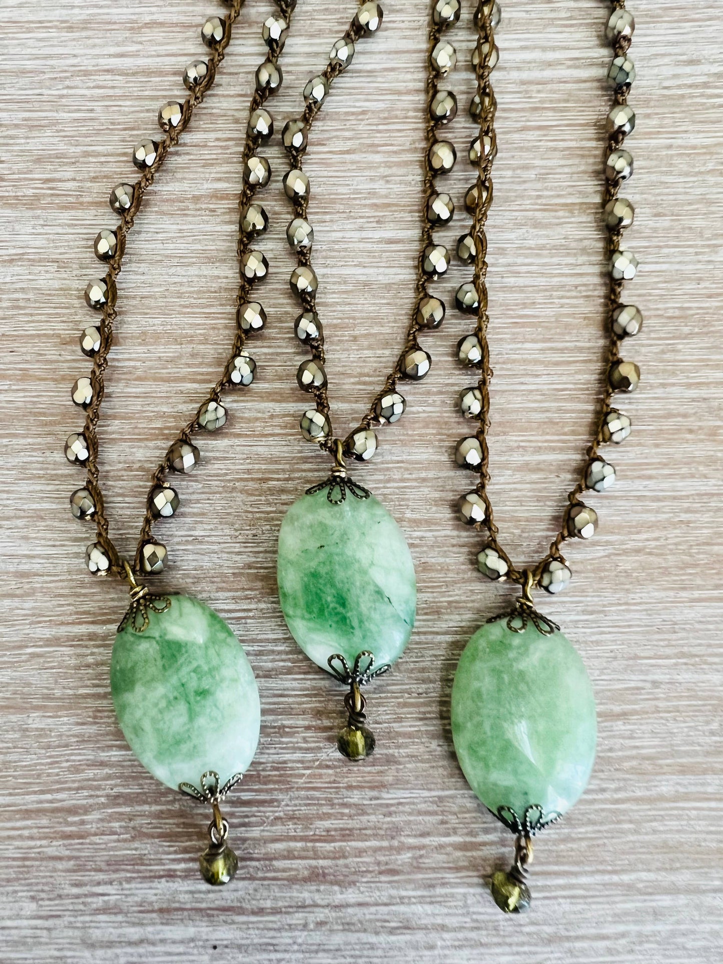 Victorian Green Stone Drop Necklace