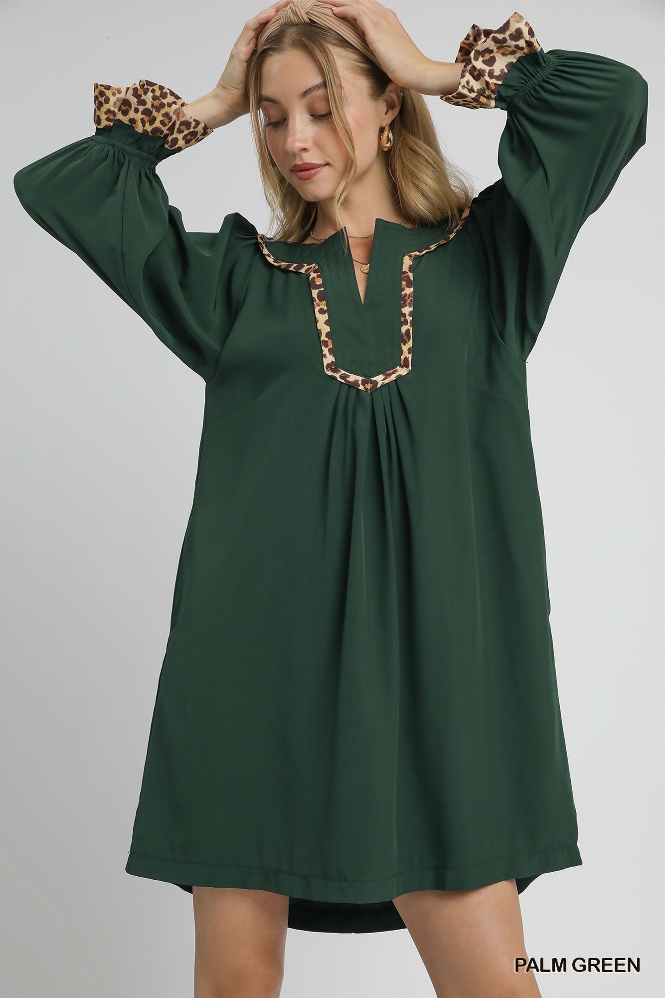 Tunic Dress with Leopard Trim Accents