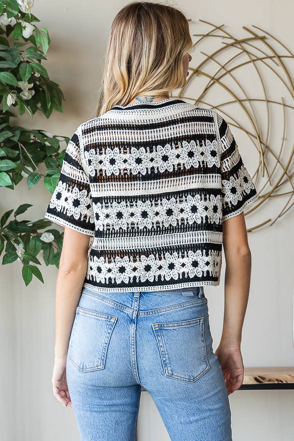 Button up Floral Crochet top
