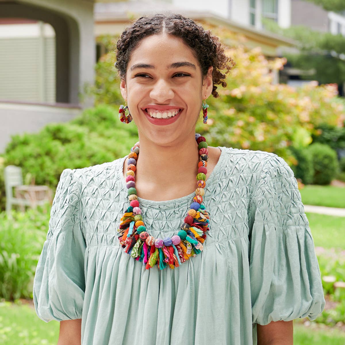 Kantha Crested Fringe Necklace