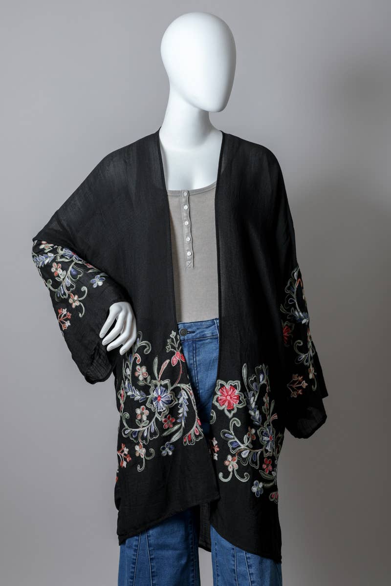Long Floral Kimono Cardigan