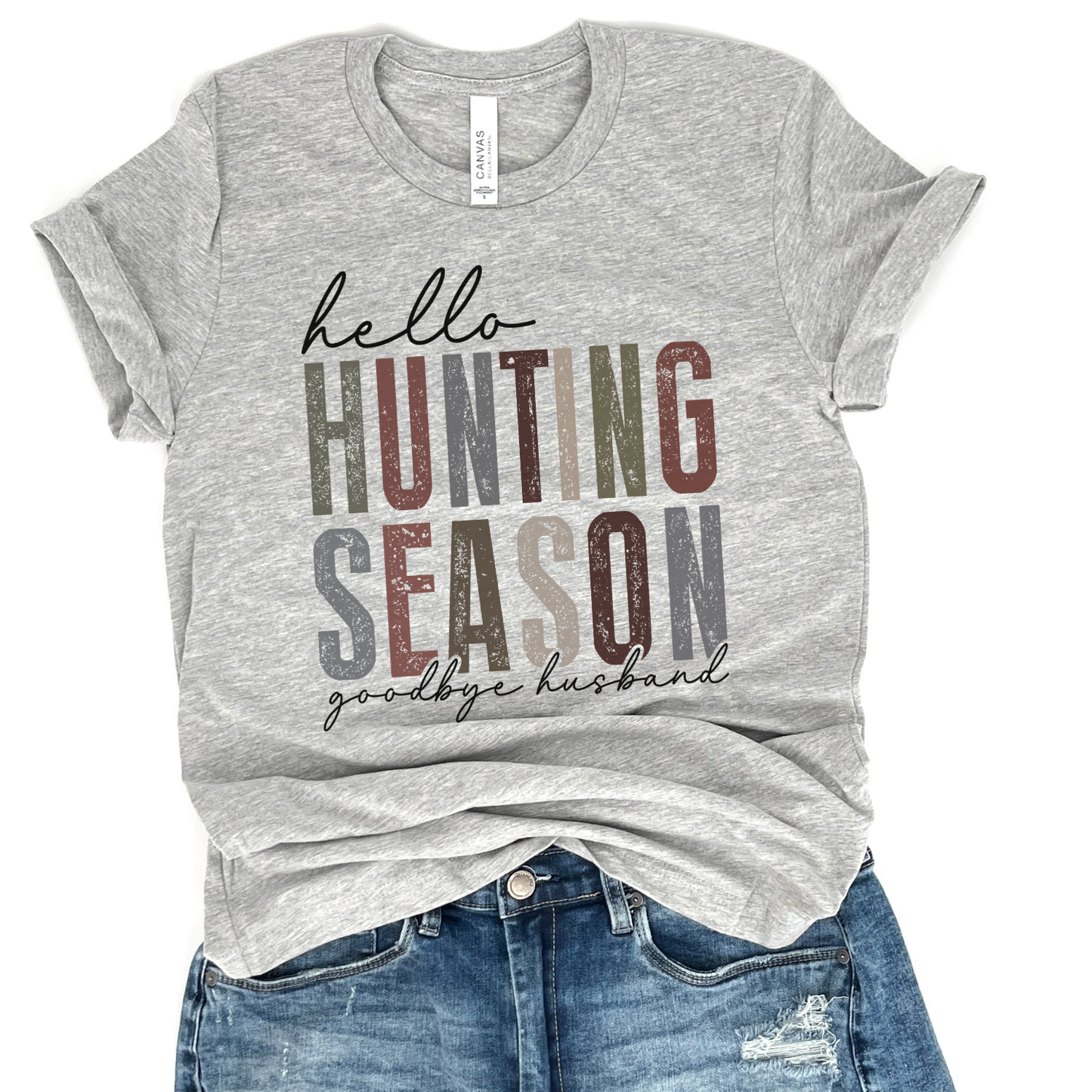hello hunting season, goodbye husband women's t-shirt