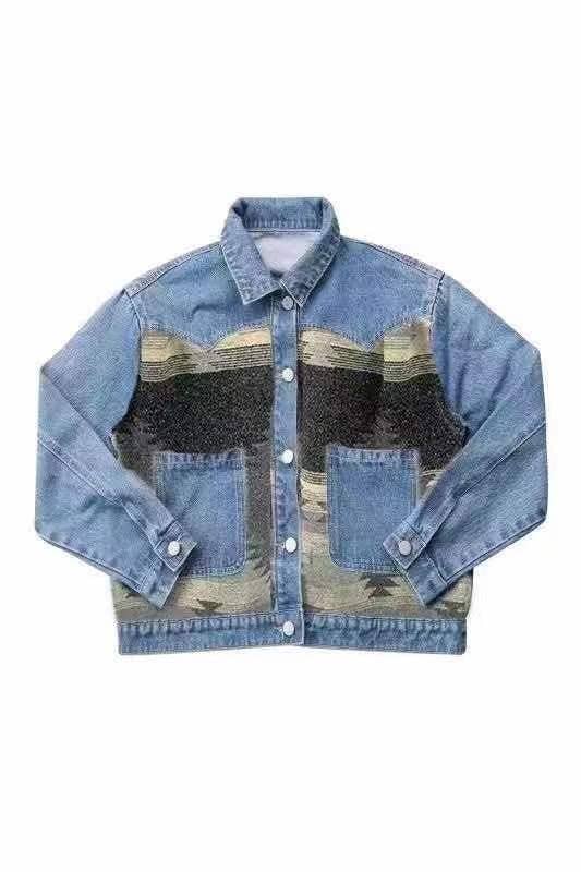 Denim Jacket with contrast fabric