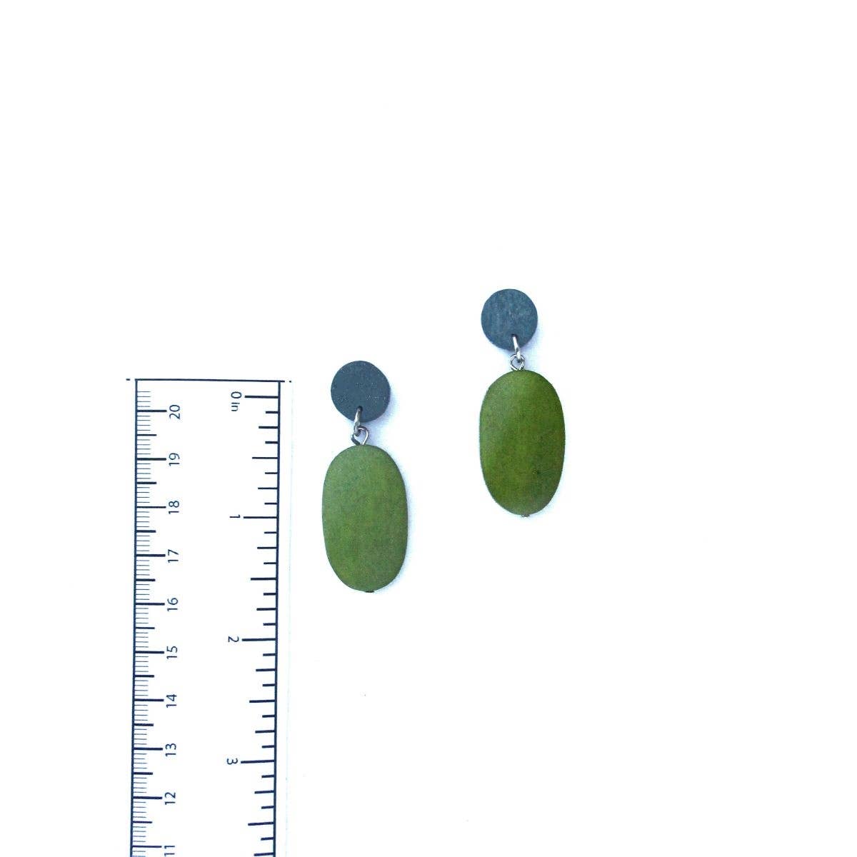 Pagosa bright green and gray earrings