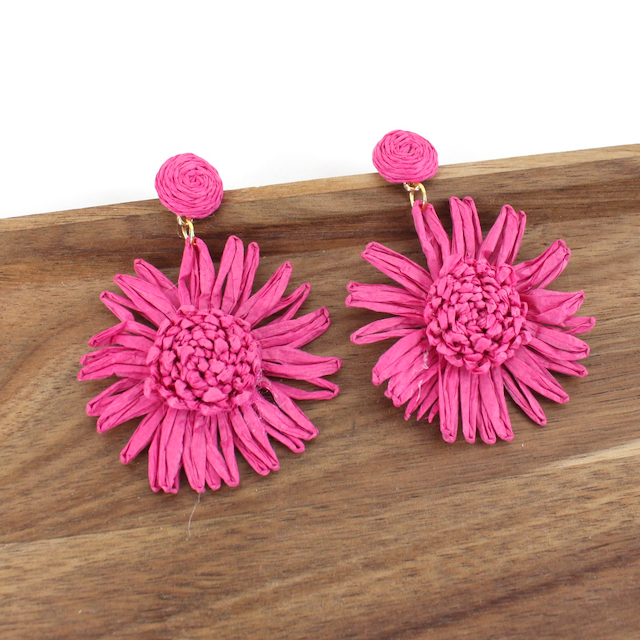 Raffia Daisy Statement Earrings