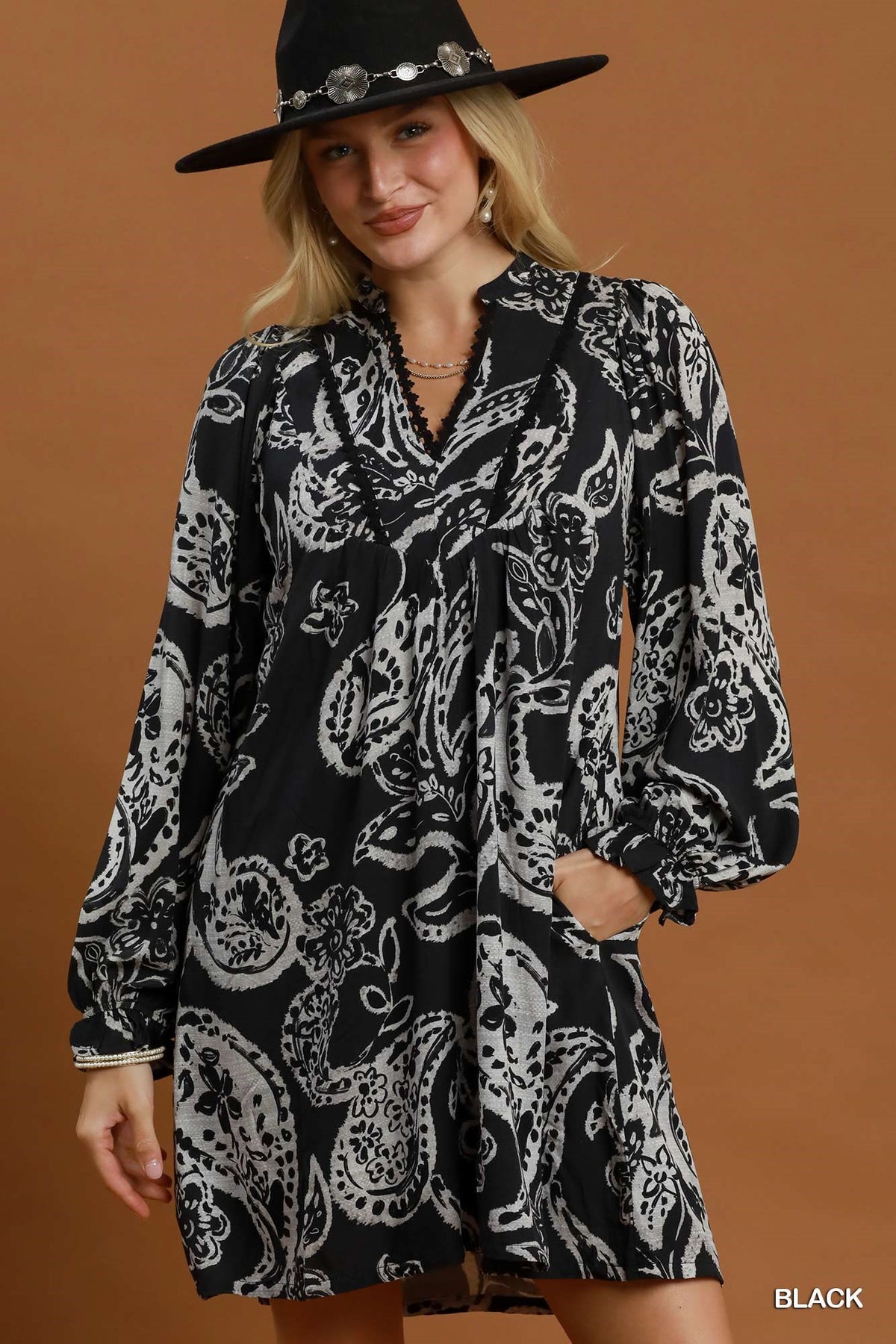 Paisley Floral V Neck Dress