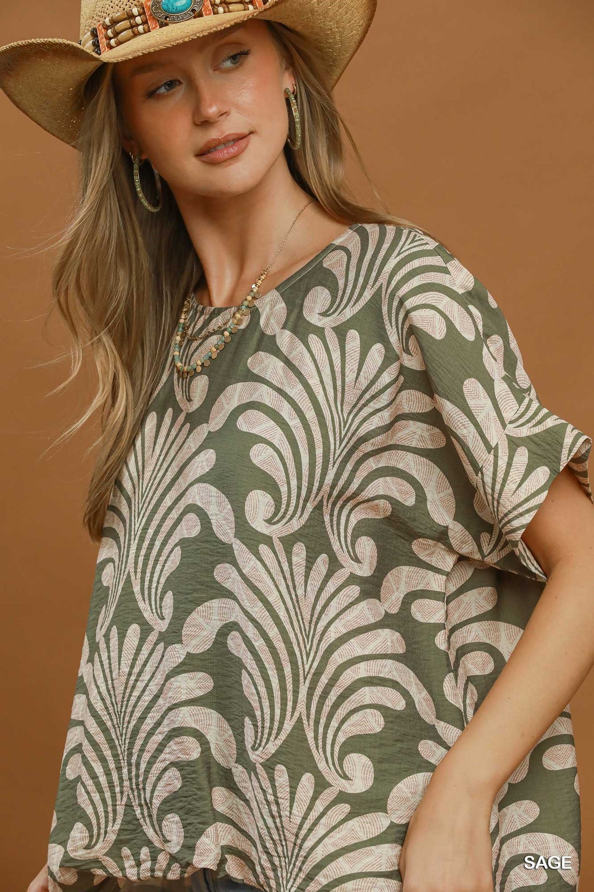 Abstract Botanical Print Relaxed Top